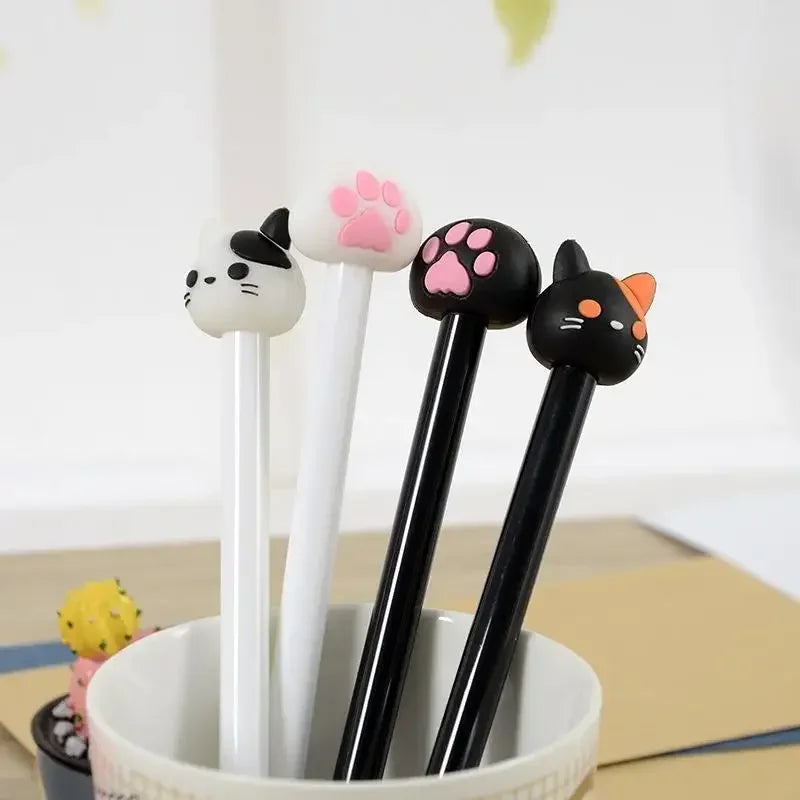 5-Pack Kawaii Cat Gel Pens 0.5mm Black Ink | Cute Writing Pens Kawaii Gel Pen Set Axl
