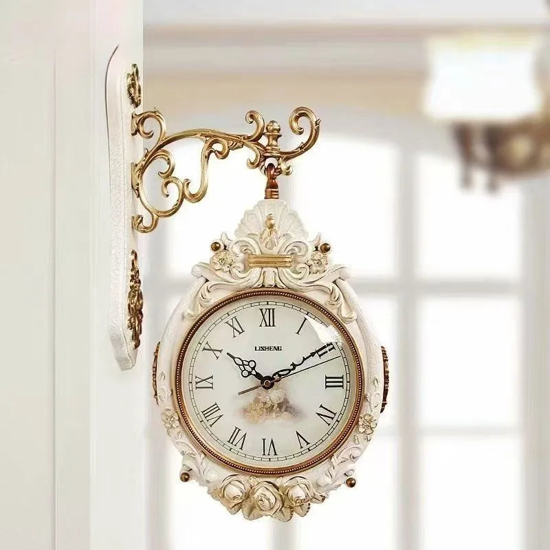 Double-Sided Silent Wall Clock – Large Minimalist Luxury Decor Decorative Wall Clock Axl