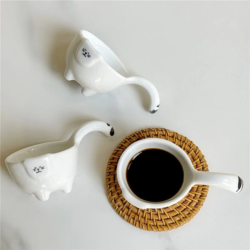 Ceramic Dipping Plate with Handle – Cute Rabbit & Cat Design Ceramic Dipping Plate Axl