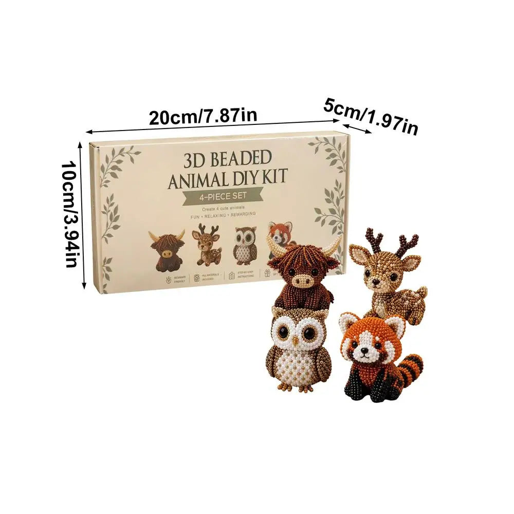 3D Beaded Animal DIY Kit – Bead Art Craft for Adults & Teens DIY Bead Craft Kit Axl forest friends