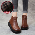 Lorilury Women's Waterproof Leather Fur-Lined Ankle Boots Women's Ankle Boots Axl Brown (no plush) 38