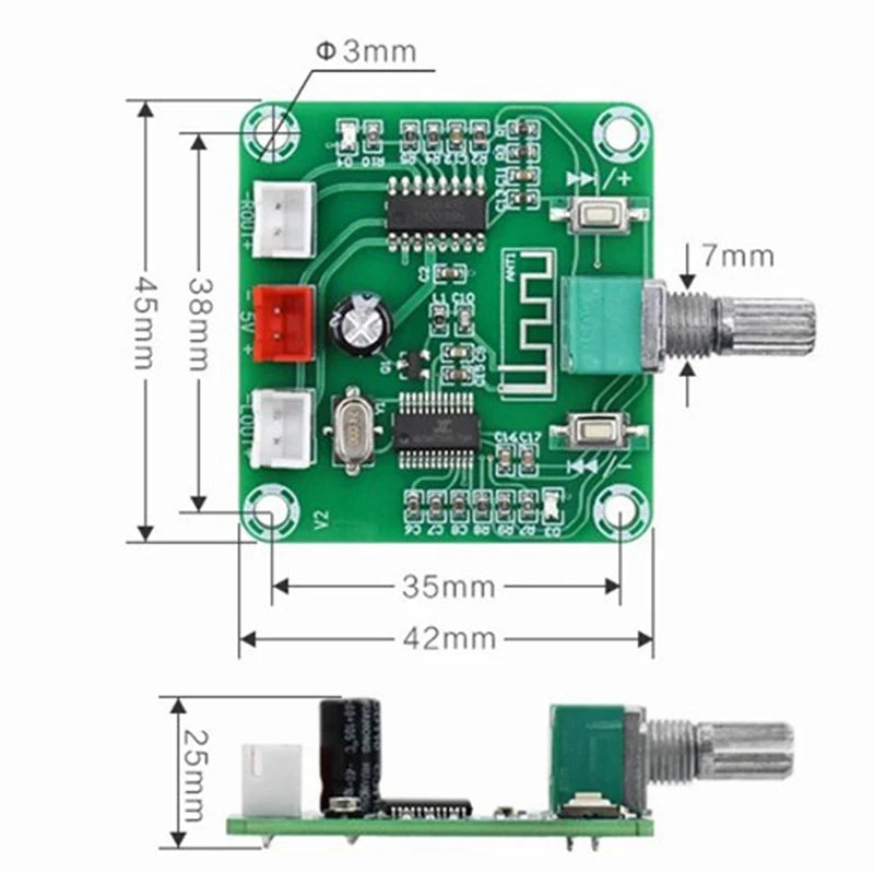 XH-A158 Bluetooth 5.0 Audio Power Amplifier Board 5W×2 Audio Amplifier Board Axl