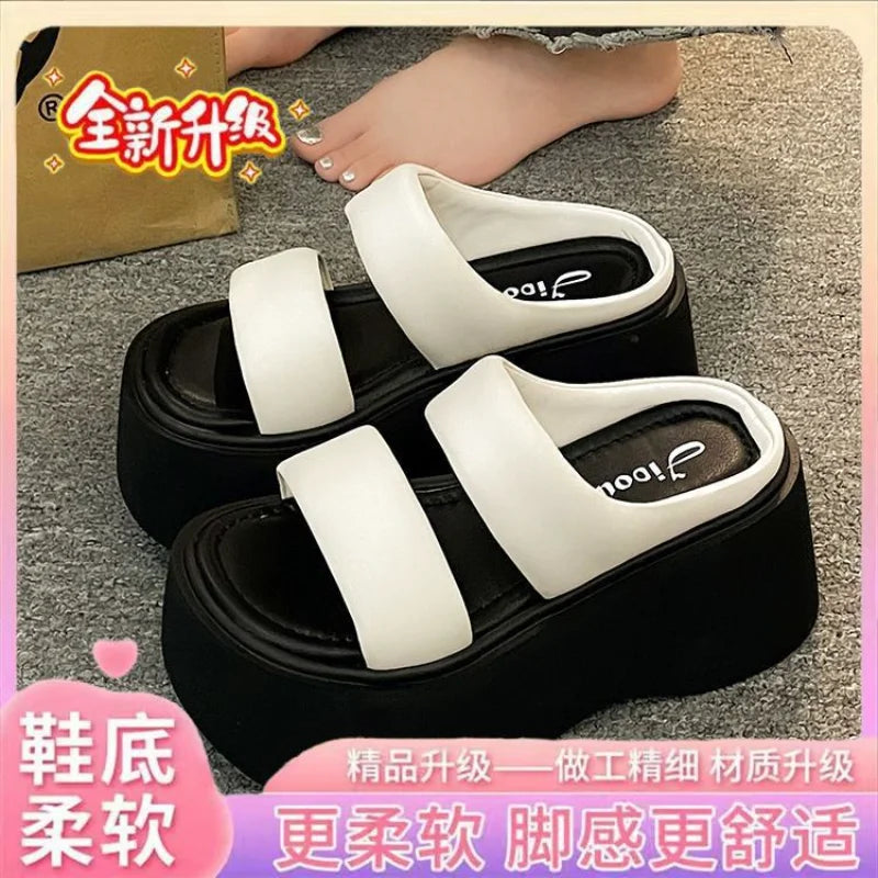 Women's Platform Sandals – Muffin Sole Slip-On Beach Shoes Platform Sandals Axl