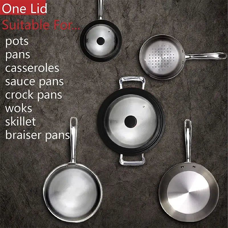 Universal Tempered Glass Lid for Pots, Pans & Skillets 16–32cm Universal Cookware Lid Axl