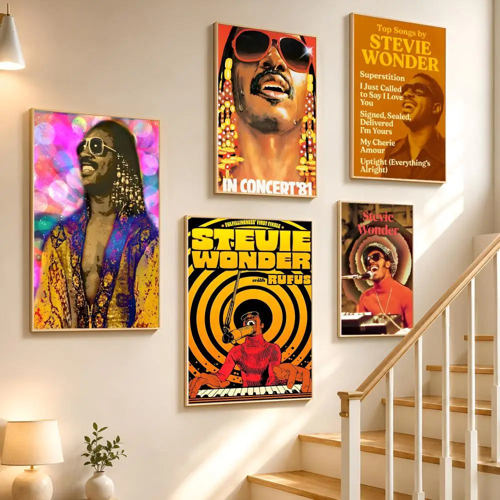 Stevie Wonder HD Waterproof Wall Poster PVC Sticker | Music Décor Wall Poster Sticker Axl