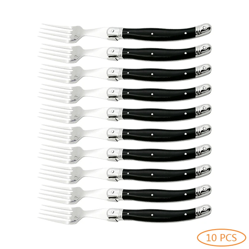 Laguiole Stainless Steel Cutlery Set – Knives, Forks & Spoons Flatware Cutlery Set Axl 10PCS Fork