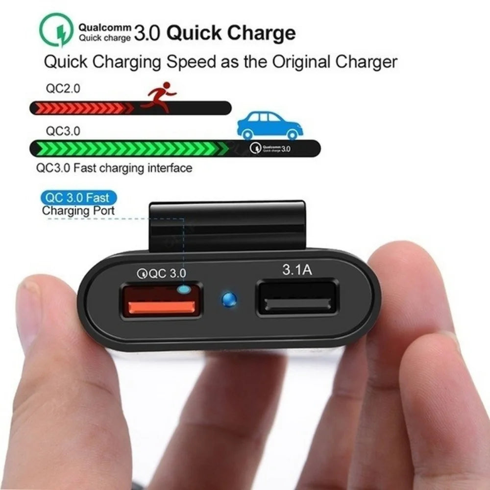 4-Port USB Car Charger QC3.0 Fast Charging – Front & Back Seat USB Car Charger Axl
