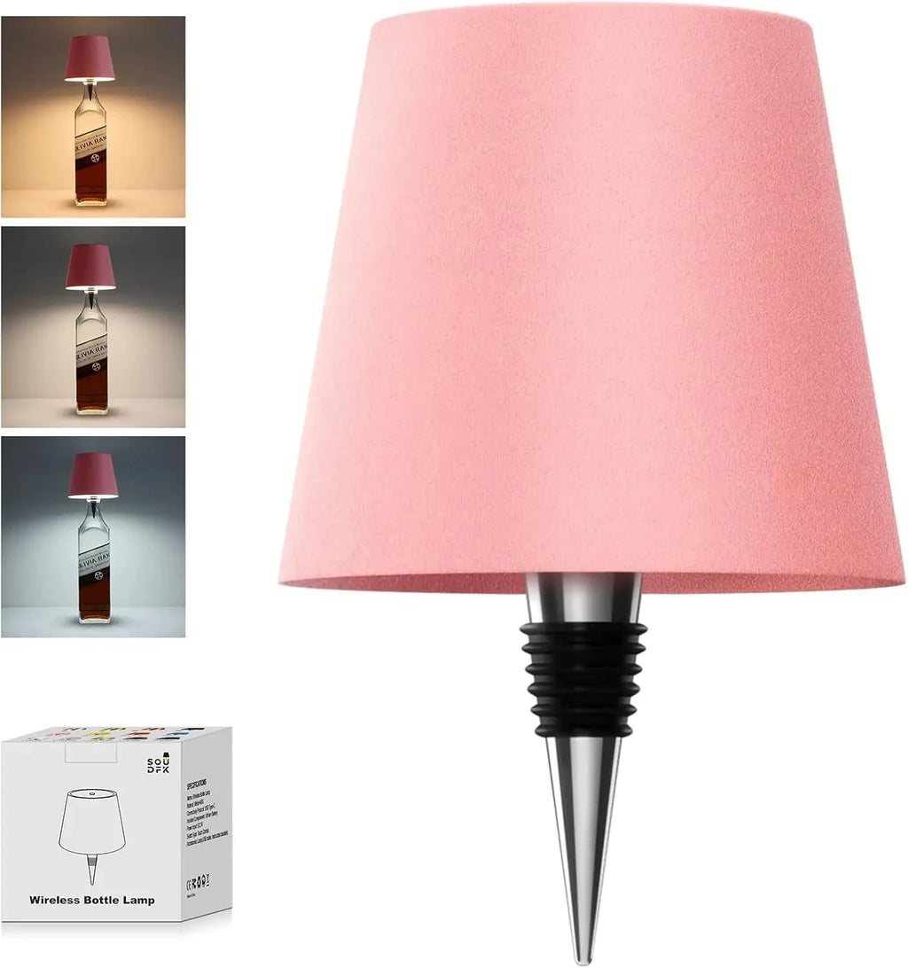Wireless Wine Bottle LED Lamp – Touch Dimmer, USB-C Charging LED Table Lamp Axl Pink
