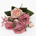 Artificial Silk Peony & Rose Bouquet – Wedding & Home Décor Artificial Flower Bouquet Axl (Rose Red) 2 pcs