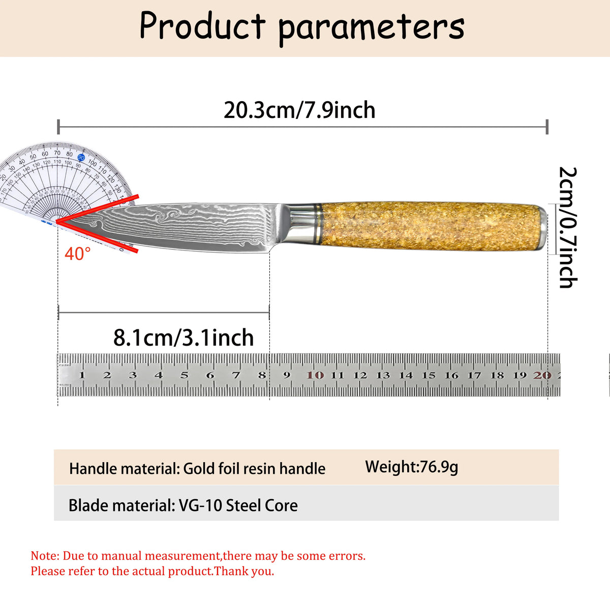 67-Layer Damascus Steel Paring Knife – Sharp Kitchen Blade Damascus Kitchen Knife Axl