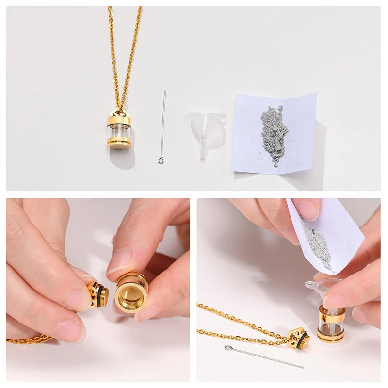 Fillable Glass Tube Urn Necklace – Keepsake Memorial Pendant Memorial Pendant Necklace Axl
