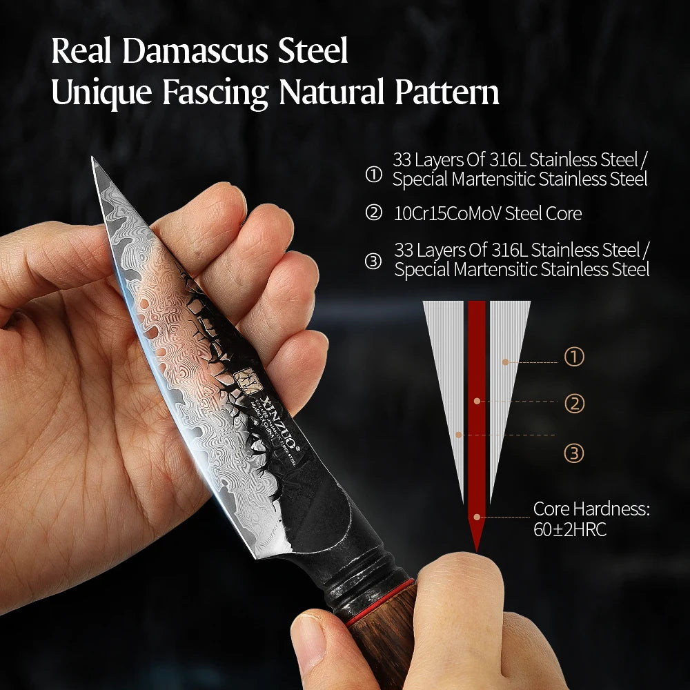 XINZUO Mo Series 4.2" Damascus Paring Knife | Gift Box Damascus Paring Knife Axl