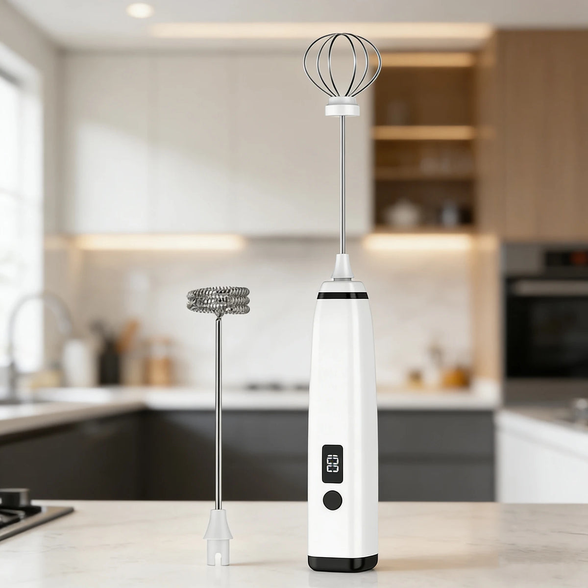 Cordless Rechargeable Milk Frother – Coffee Foam & Egg Whisk Handheld Milk Frother Axl White