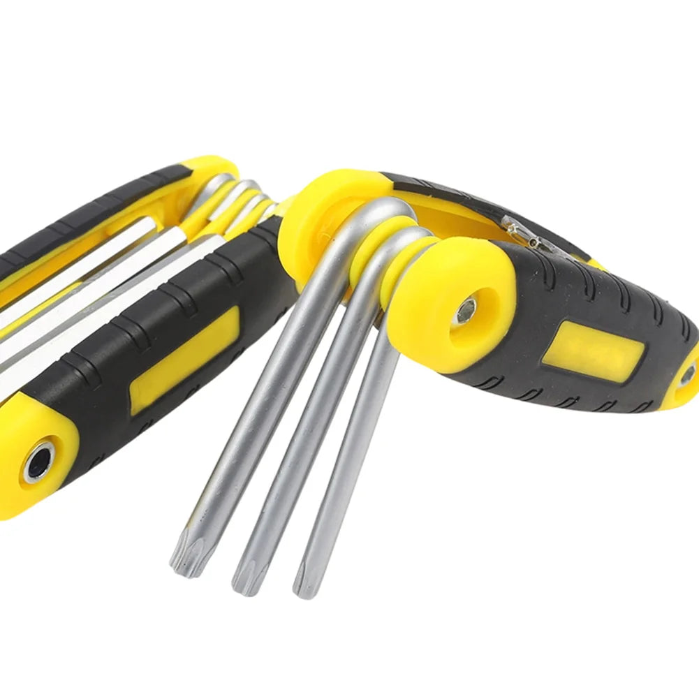 8-in-1 Folding Hex Key Wrench Set – Metric Chrome Vanadium Folding Wrench Set Axl