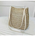 Bohemian Woven Rattan Straw Bag – Women's Crossbody Tote Woven Straw Tote Bag Axl white