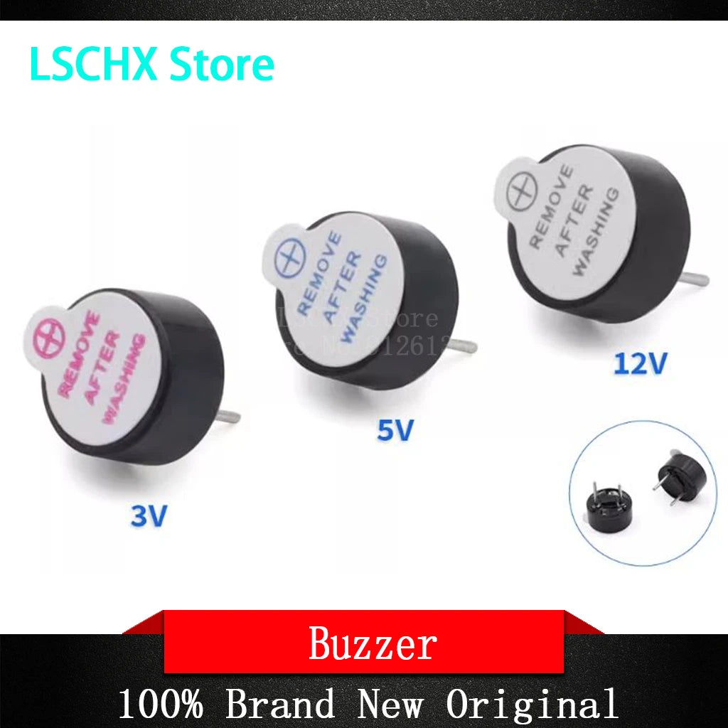 10PCS Magnetic Buzzer 3V 5V 12V Continuous Tone – 12mm Universal Electronic Buzzer Axl 12085 16R
