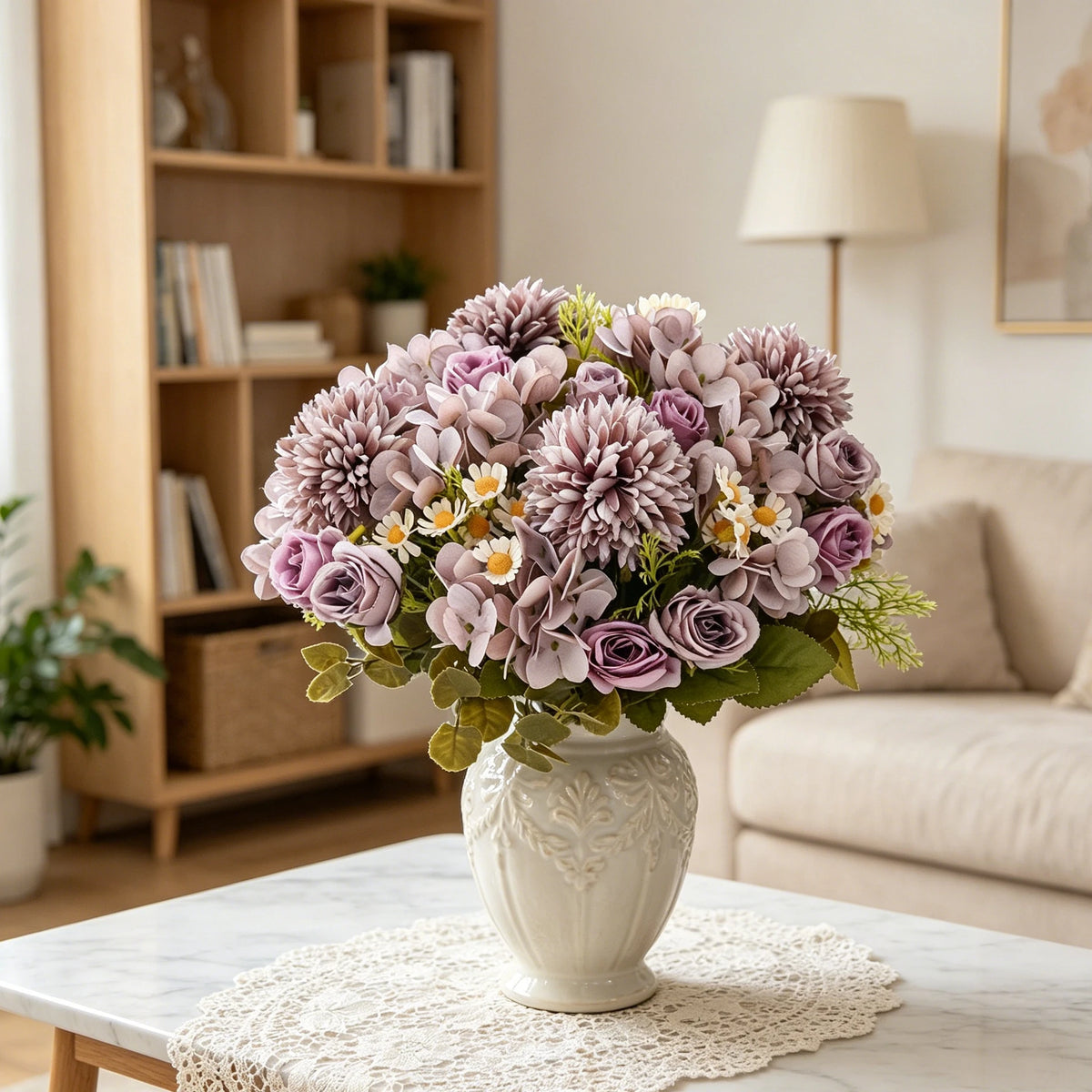 Artificial Chamomile Bouquet – Silk Flowers for Home & Wedding Artificial Flower Bouquet Axl