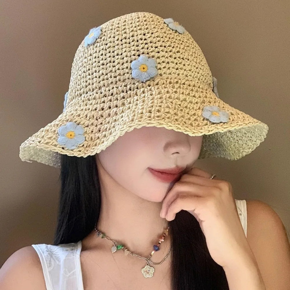 Women's Summer Straw Sun Hat – Beach & Travel Panama Cap Straw Sun Hat Axl