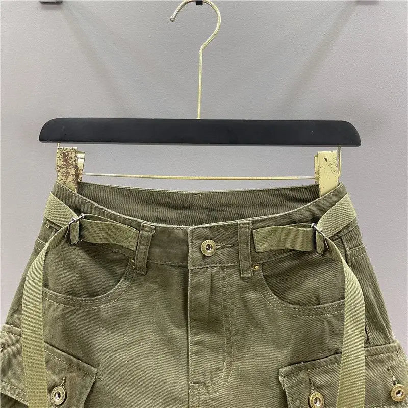 Women's Denim Mini Cargo Skirt – A-Line Zipper Fly Jean Skirt Denim Mini Skirt Axl