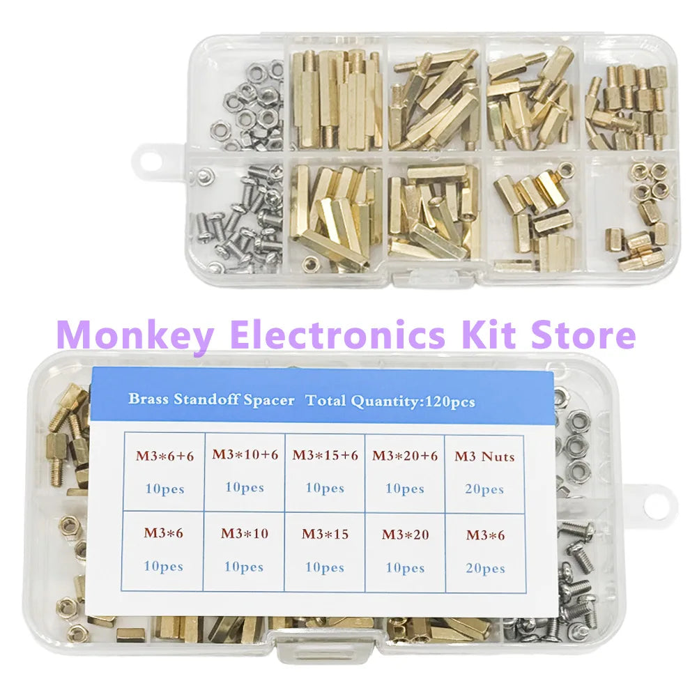 120pcs M3 Brass Standoff Spacer Kit – PCB Hex Pillar Screws & Nuts PCB Standoff Kit Axl Default Title