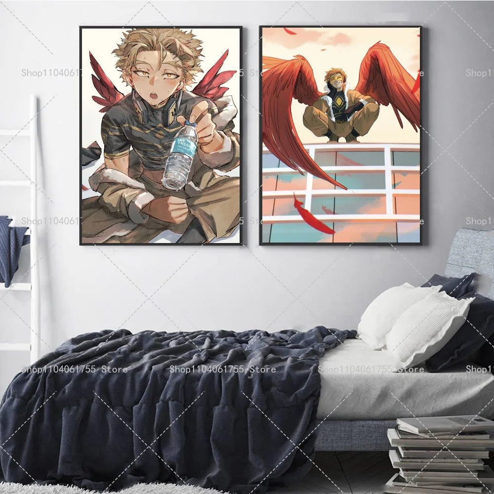 My Hero Academia Hawks Anime Poster – Waterproof Wall Sticker Anime Wall Poster Axl