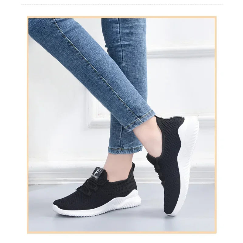 Women's Breathable Platform Sneakers – Casual Lace-Up Shoes Platform Sneakers Axl