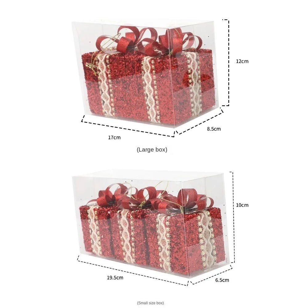 Lace Gift Box Christmas Tree Ornaments – DIY Plastic Pendant Set Christmas Tree Ornament Axl