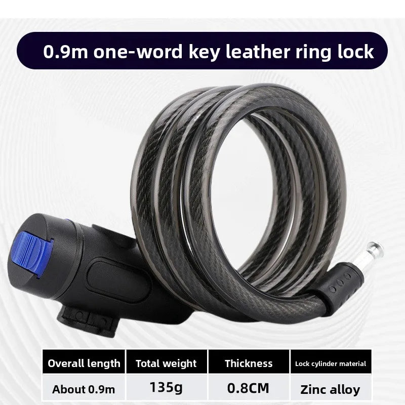 Portable Heavy-Duty Bike Lock with Key & Rubber Ring – Anti-Theft Bicycle Security Lock Axl (Single-key leather