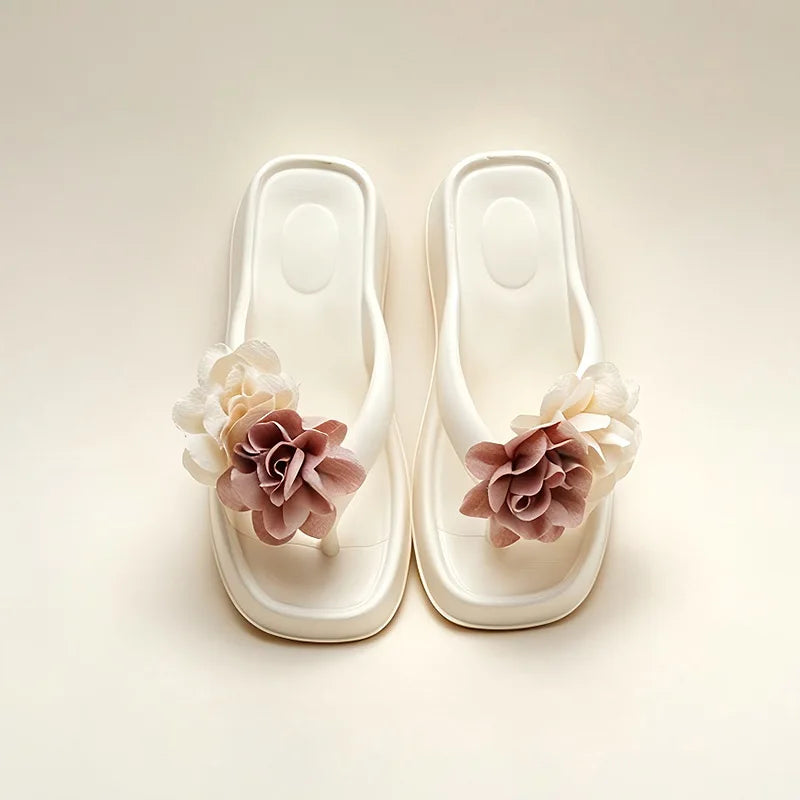 Women's Floral Platform Sandals – Thick Sole Beach Slides Platform Sandals Axl Off-white 36-37