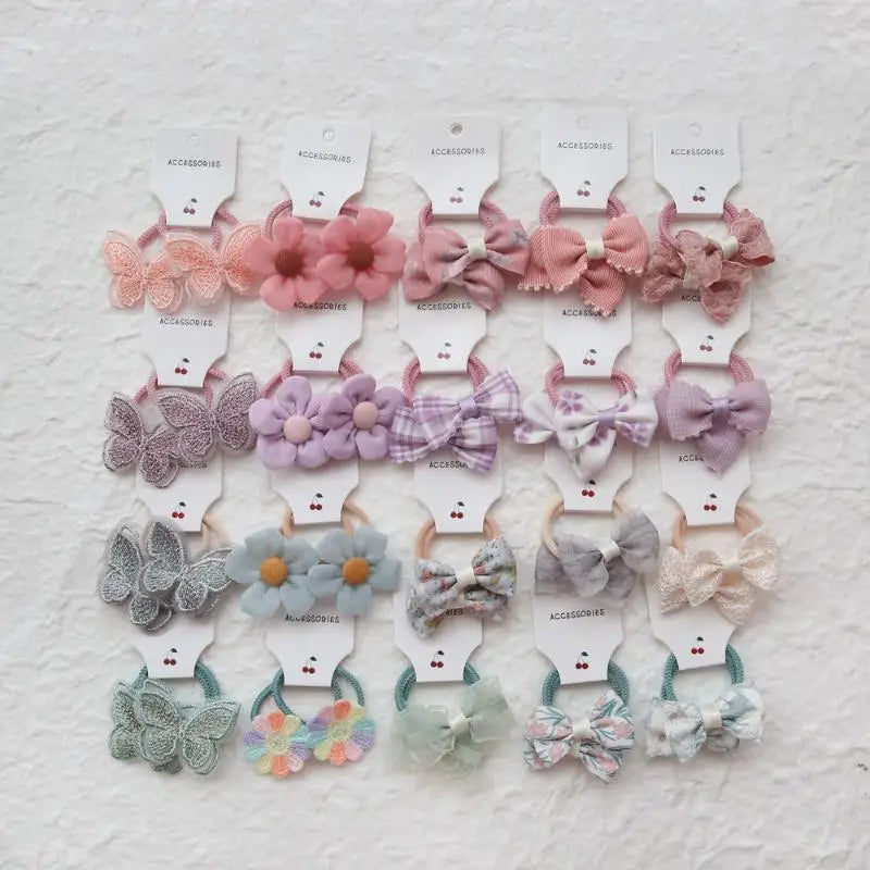 10-Pack Elastic Flower Hair Bands – Handmade Floral Hairbands Elastic Hair Bands Axl