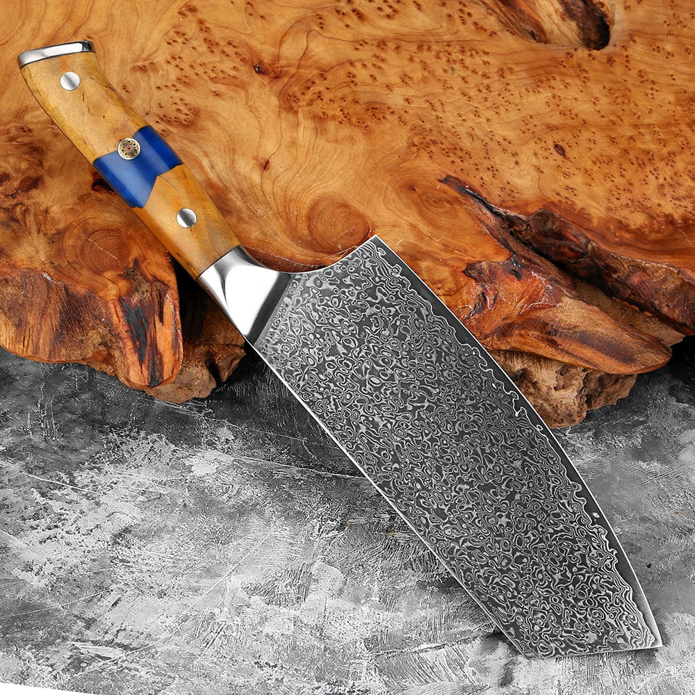 Japanese Damascus Steel Meat Cleaver Knife – 7.5" Blade Damascus Cleaver Knife Axl