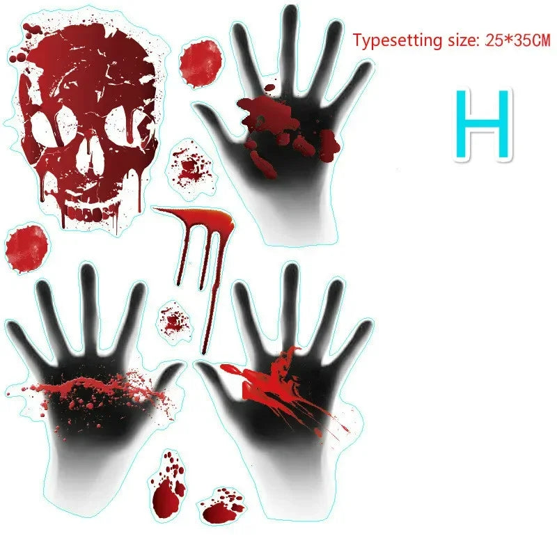 Halloween Blood Footprint Wall Stickers | Spooky Ghost Decor Halloween Wall Stickers Axl H