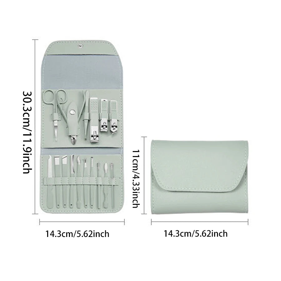 Stainless Steel Nail Clipper Manicure Set with Portable Case Manicure Nail Set Axl