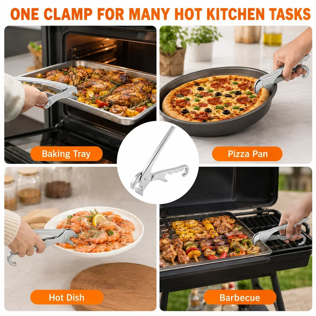 Aluminum Alloy Pizza Pan Gripper Tongs & Bottle Opener Kitchen Pan Gripper Axl