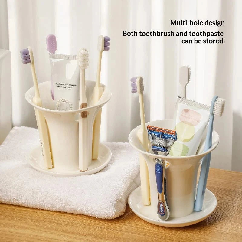 White Multi-Slot Toothbrush Holder – Bathroom Countertop Caddy Toothbrush Holder Axl