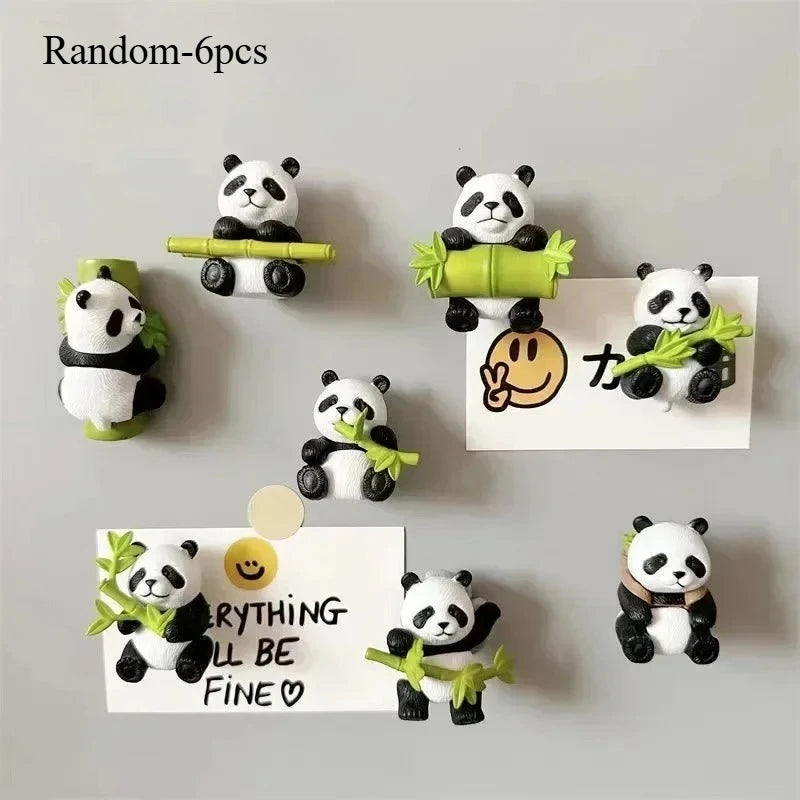 6-Piece Cartoon Animal Resin Fridge Magnets – Cute Panda Set Decorative Fridge Magnets Axl Random-6pcs