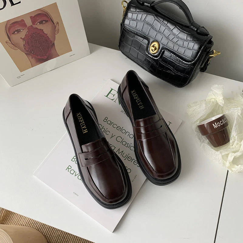 Women's Mary Jane Loafers – JK Lolita Flat Slip-On Shoes Women's Flat Loafers Axl Brown 39