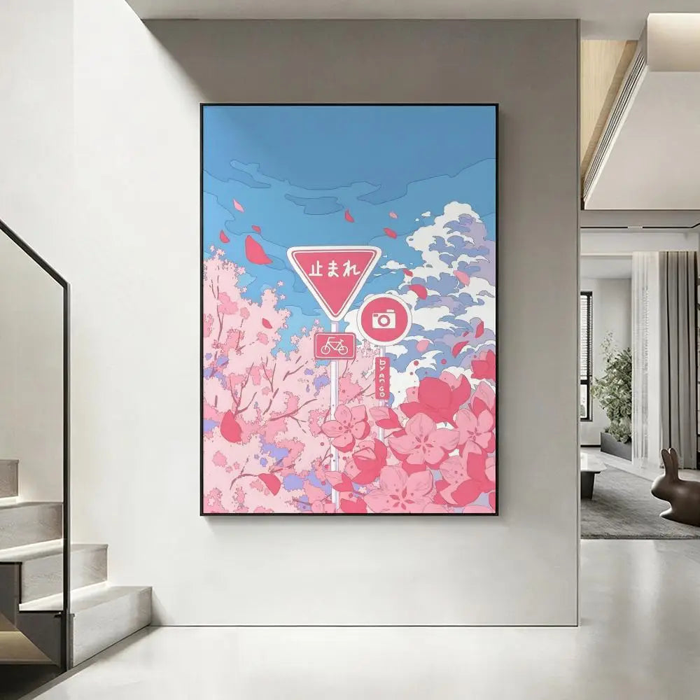 Cherry Blossom Retro Art Poster – HD Waterproof Wall Decor Wall Art Poster Axl White8 30X40cmNoframe