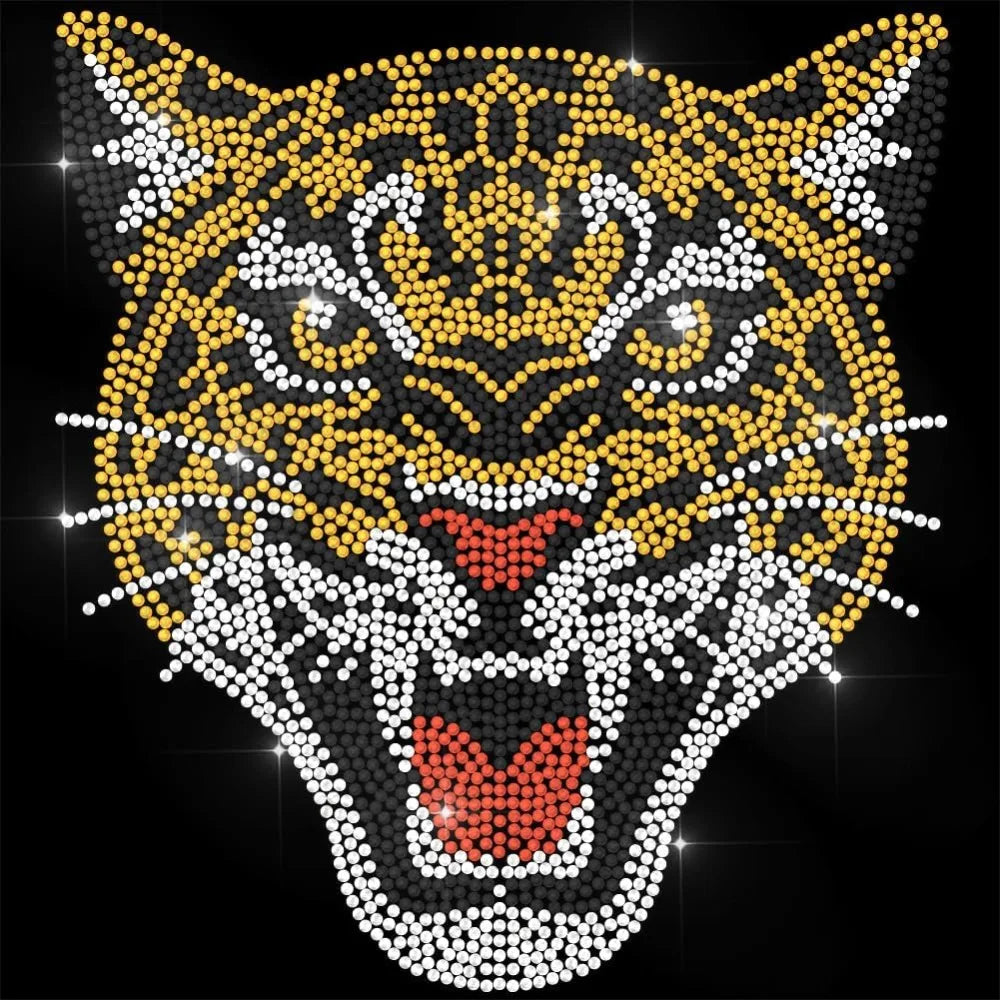 Leopard Rhinestone Iron-On Applique | Glass Crystal Heat Transfer Iron-On Applique Axl AECH04-17731