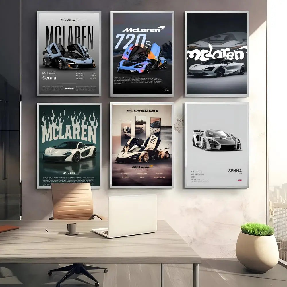 McLaren Supercar Wall Poster – Self-Adhesive Art Sticker Wall Art Poster Axl
