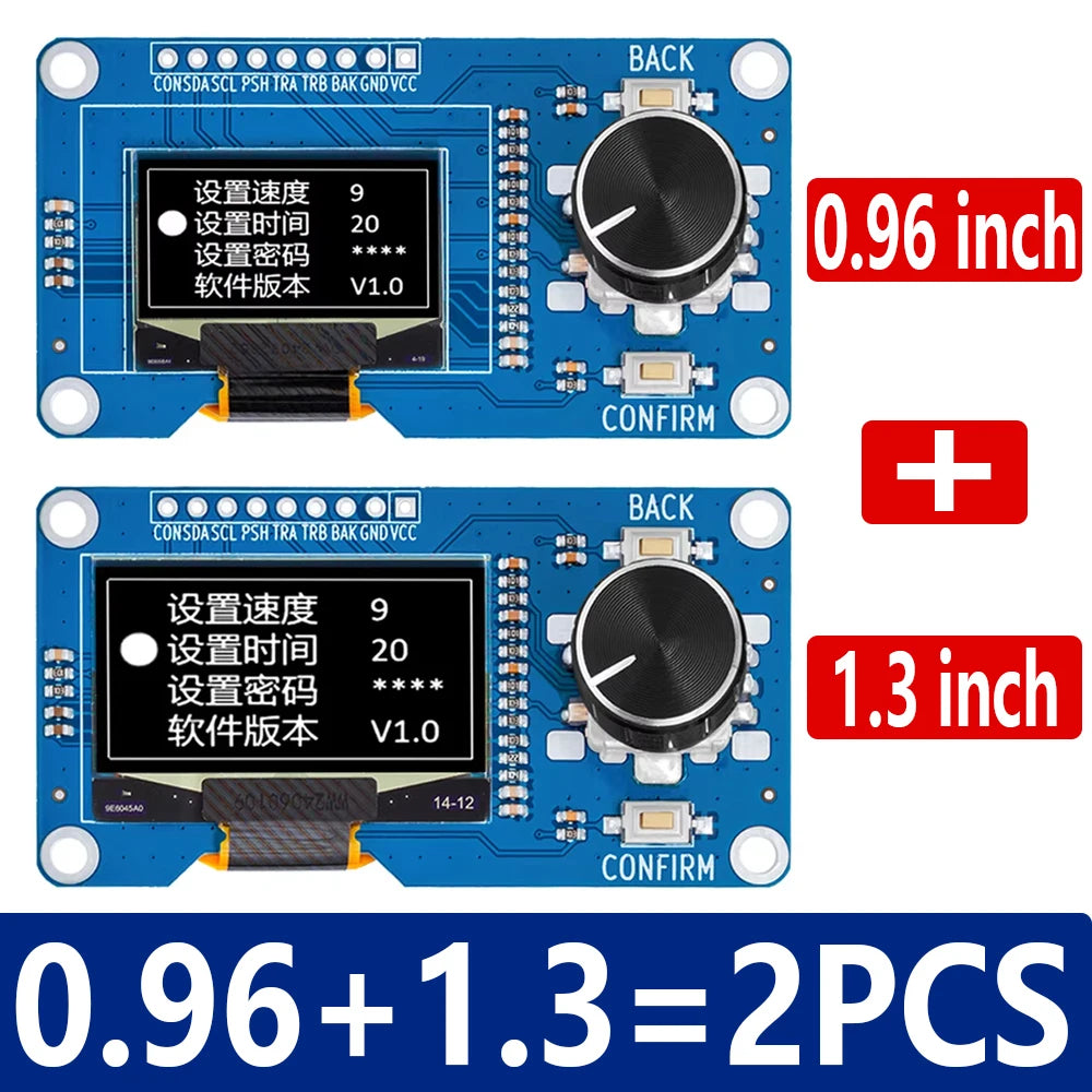OLED Display 0.96/1.3" + EC11 Rotary Encoder Module for Arduino OLED Display Module Axl 0.96 1.3 inch 2PCS