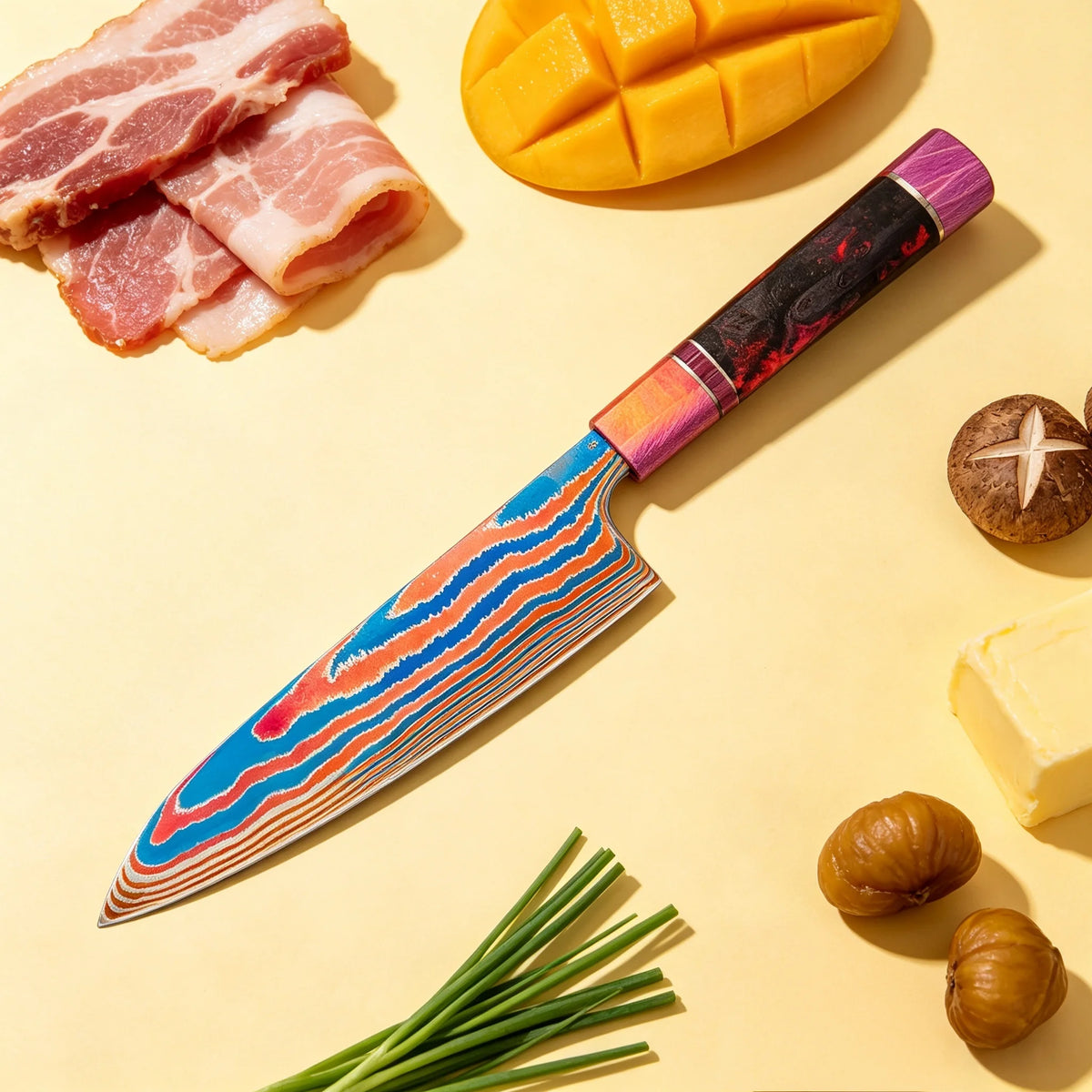 Damascus Titanium Chef Knife – Sharp 20.7cm Cleaver Wood Handle Damascus Chef Knife Axl