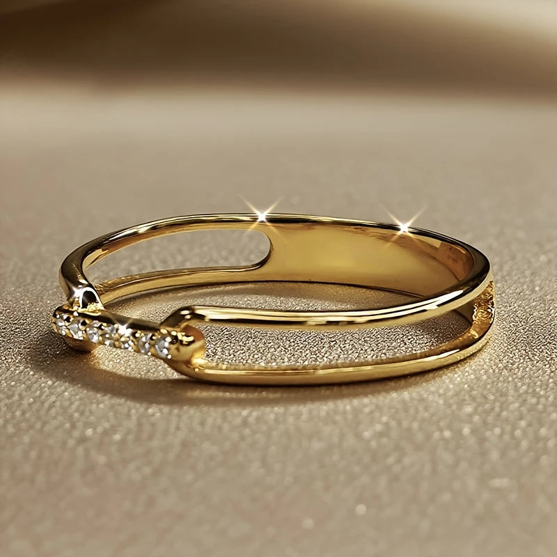 Huitan Chain-Link CZ Ring for Women | Chic Fashion Jewelry Fashion Ring Axl