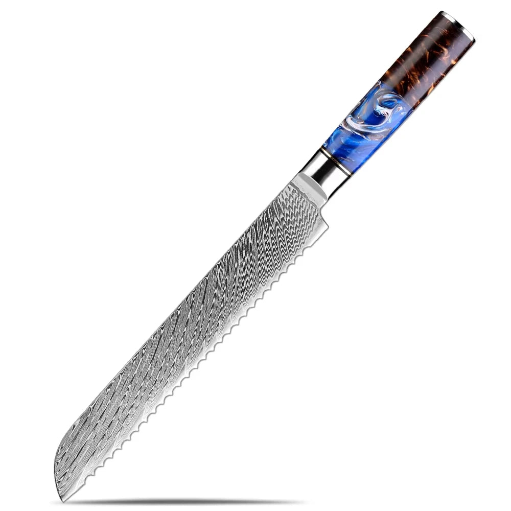 XITUO Damascus Steel Chef Knife Set | VG10 Japanese Kitchen Knives Damascus Knife Set Axl Bread Knife