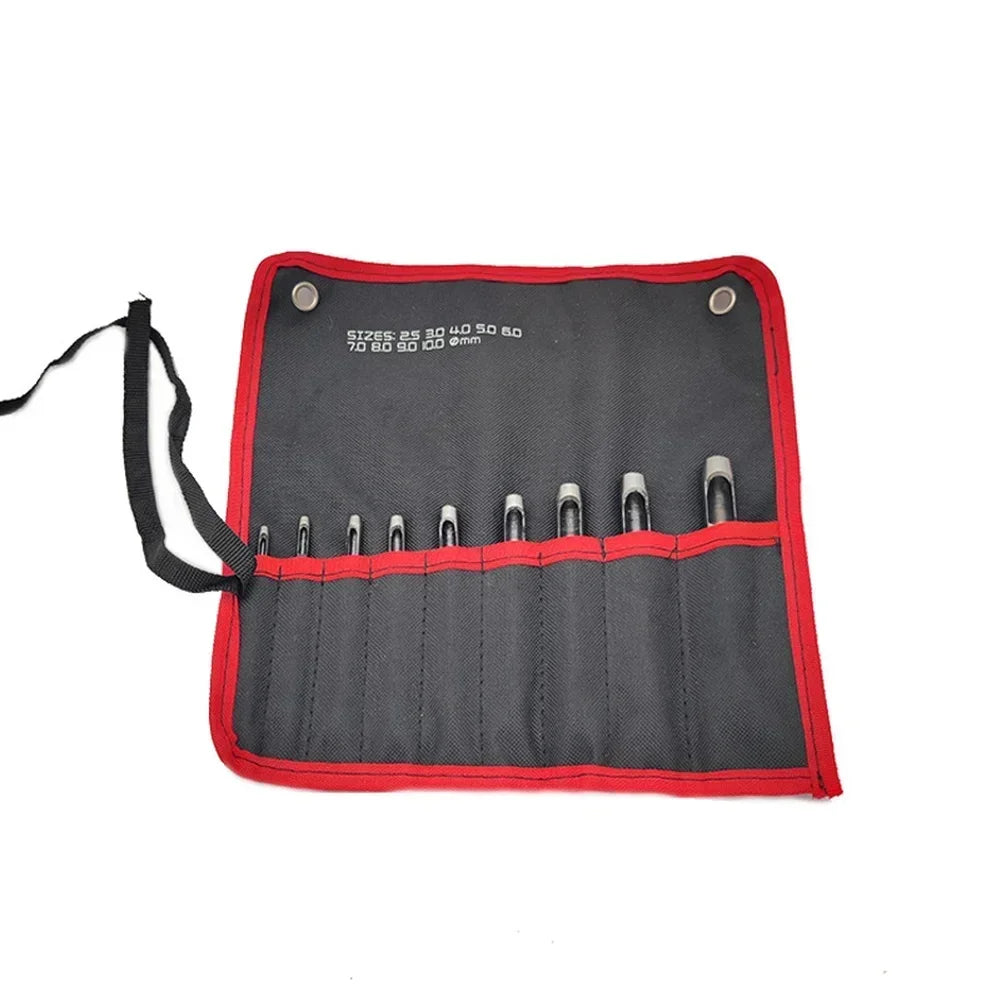 9-Piece Hollow Hole Punch Set – High Carbon Steel 2.5–10mm Leather Hole Punch Set Axl