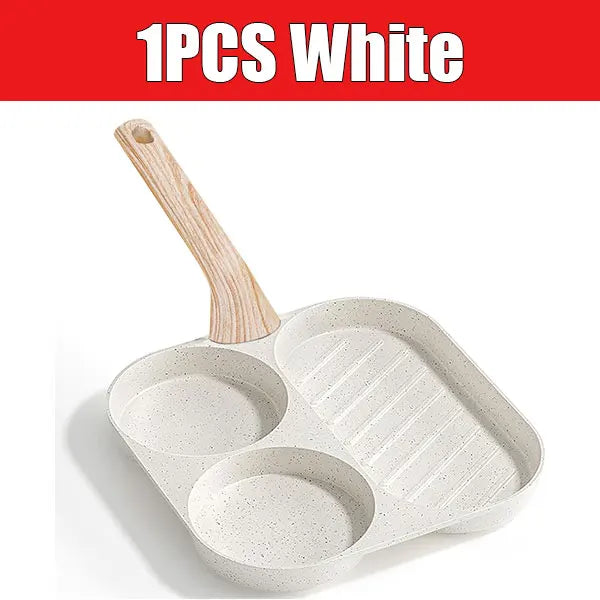 Nonstick Divided Omelette & Grill Pan – 3-Section Skillet Divided Grill Pan Axl 1PCS White