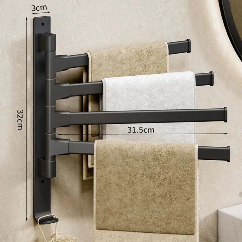 Wall Mounted Rotatable Towel Rack – Space Aluminum 2–5 Bars Towel Rack Axl Black 4 Bar