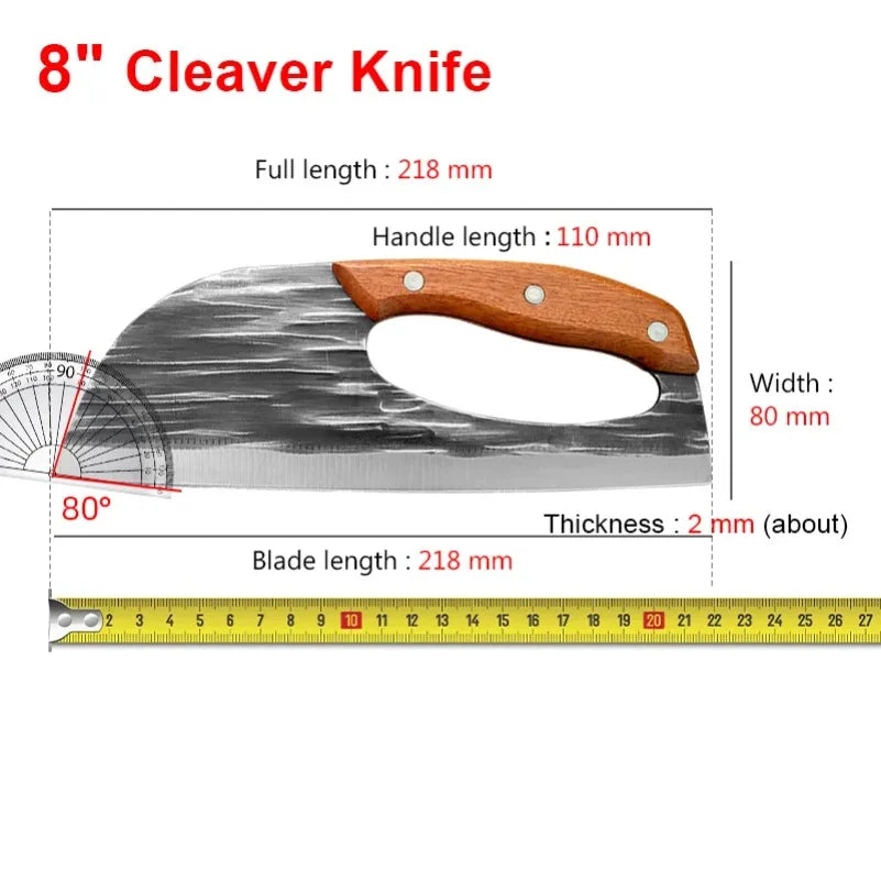 InLeung Forged Steel Meat Cleaver & Chef Knife | 21.8cm Kitchen Cleaver Knife Axl