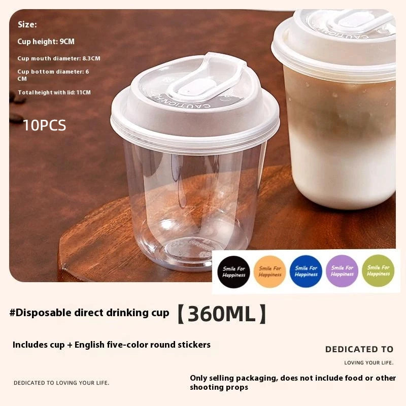 10-Pack Transparent U-Shaped Disposable Cups with Lids Disposable Beverage Cups Axl P2
