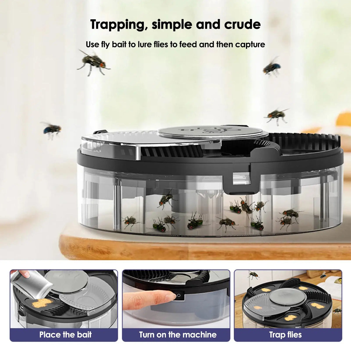 Electric Fly Trap – Silent Rotating USB Rechargeable Catcher Electric Fly Trap Axl